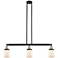 Bell 37.5" Wide 3 Light Black Brass Stem Hung Island Light w/ White Sh