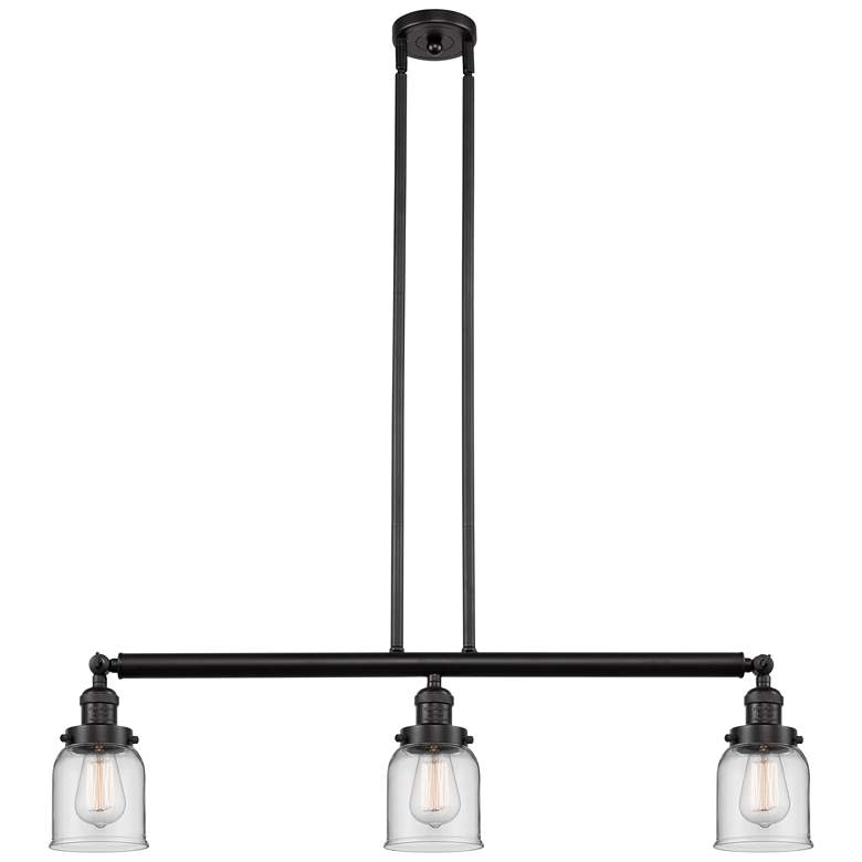 Image 1 Bell 37.5" Wide 3 Light Bronze Stem Hung Island Light w/ Clear Shade