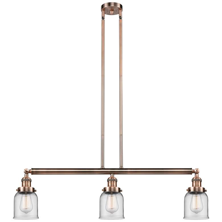 Image 1 Bell 37.5" Wide 3 Light Copper Stem Hung Island Light w/ Clear Shade