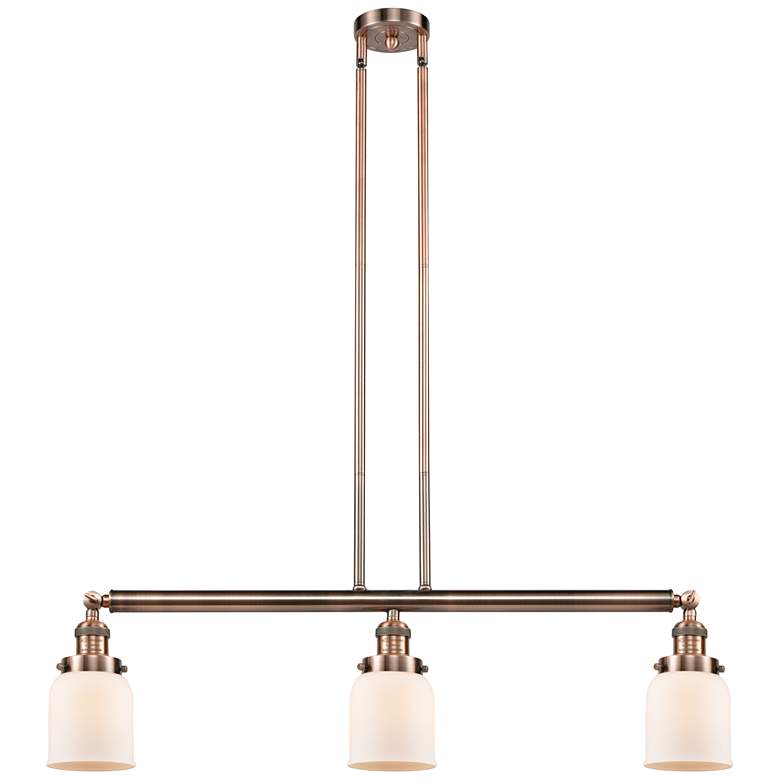 Image 1 Bell 37.5" Wide 3 Light Copper Stem Hung Island Light w/ Matte White S