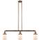 Bell 37.5" Wide 3 Light Copper Stem Hung Island Light w/ Matte White S