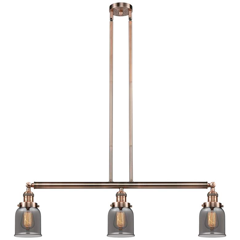Image 1 Bell 37.5" Wide 3 Light Copper Stem Hung Island Light w/ Plated Smoke