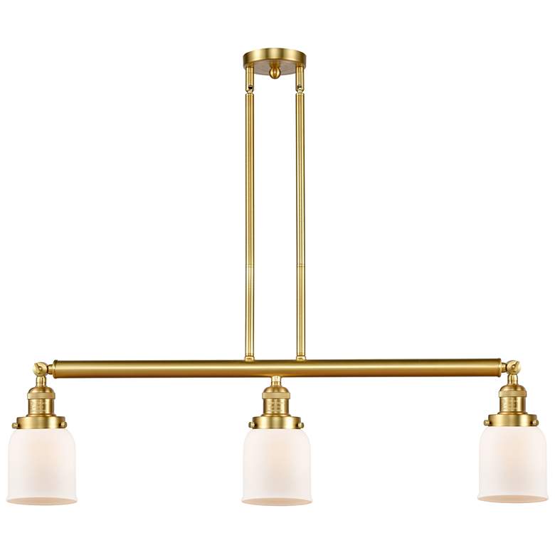 Image 1 Bell 37.5" Wide 3 Light Gold Stem Hung Island Light w/ Matte White Sha