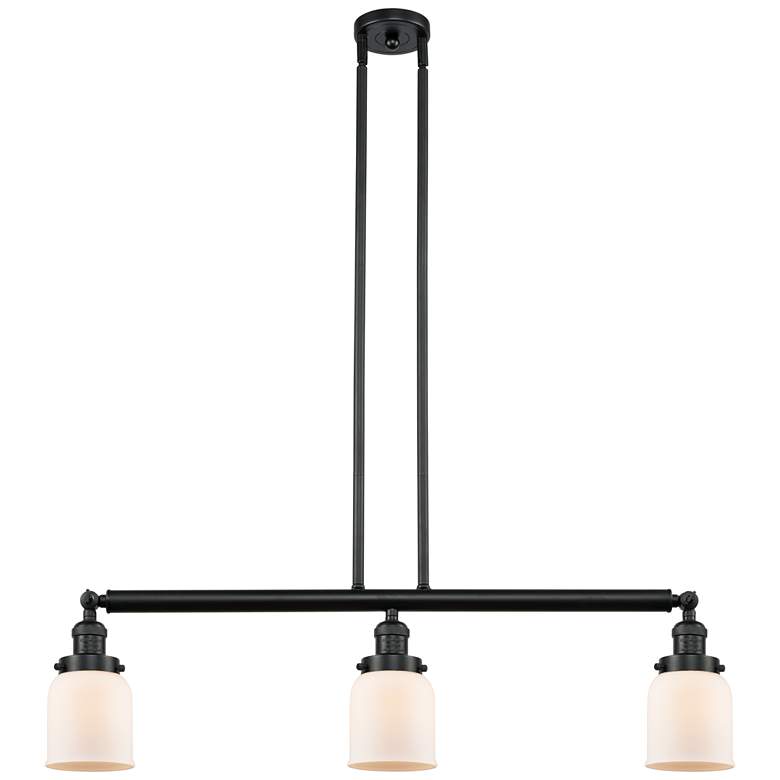Image 1 Bell 37.5" Wide 3 Light Matte Black Stem Hung Island Light w/ White Sh