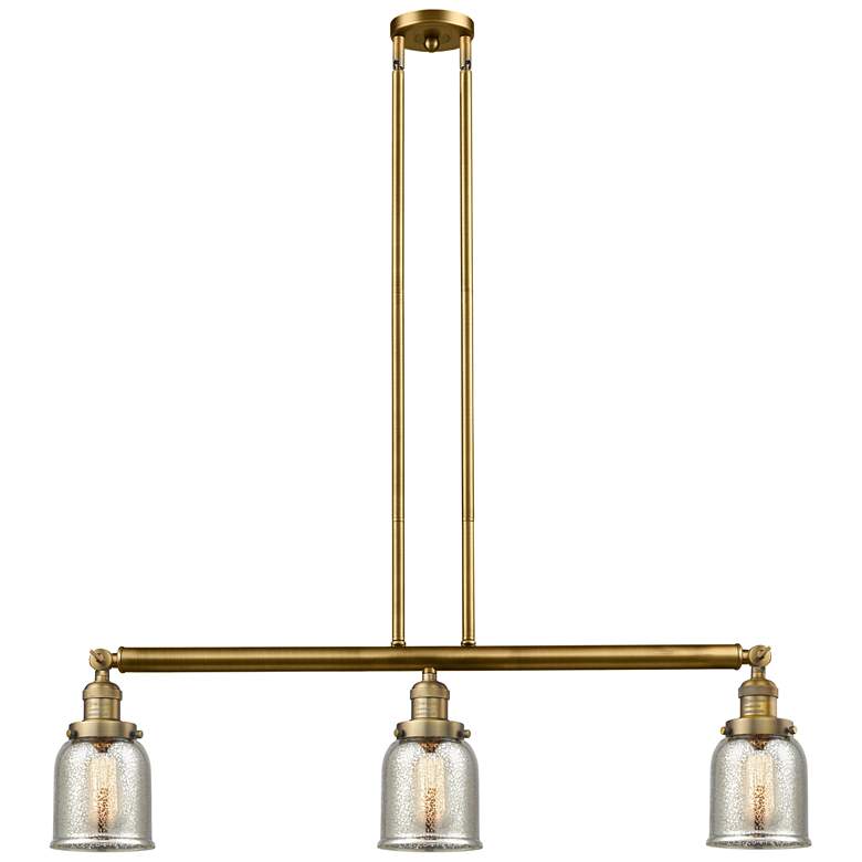 Image 1 Bell 37.5"W 3 Light Brushed Brass Stem Hung Island Light w/ Mercury Sh