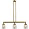 Bell 37.5"W 3 Light Brushed Brass Stem Hung Island Light w/ Mercury Sh