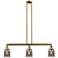 Bell 37.5"W 3 Light Brushed Brass Stem Hung Island Light w/ Smoke Shad