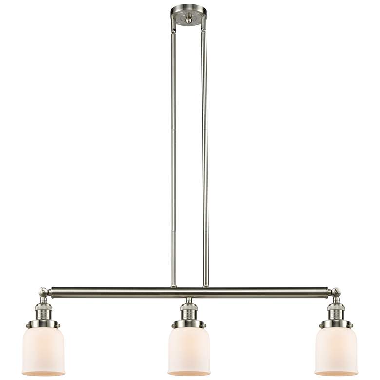 Image 1 Bell 37.5"W 3 Light Brushed Nickel Stem Hung Island Light w/ White Sha