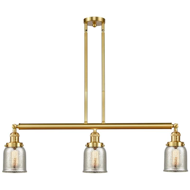 Image 1 Bell 37.5"W 3 Light Gold Stem Hung Island Light w/ Mercury Shade