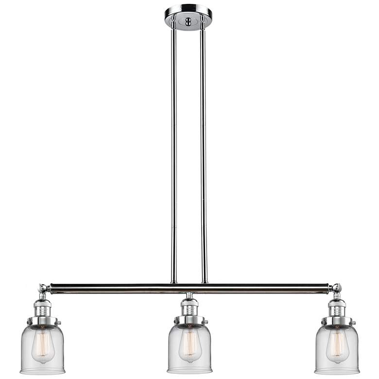 Image 1 Bell 37.5"W 3 Light Polished Chrome Stem Hung Island Light w/ Clear Sh