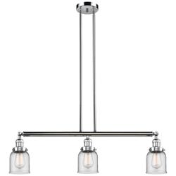 Bell 37.5"W 3 Light Polished Chrome Stem Hung Island Light w/ Clear Sh