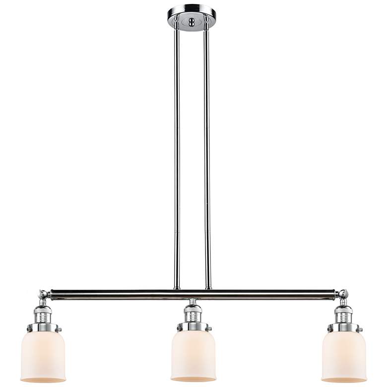 Image 1 Bell 37.5"W 3 Light Polished Chrome Stem Hung Island Light w/ White Sh