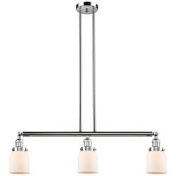 Bell 37.5"W 3 Light Polished Chrome Stem Hung Island Light w/ White Sh