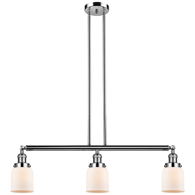 Image 1 Bell 37.5"W 3 Light Polished Nickel Stem Hung Island Light w/ White Sh
