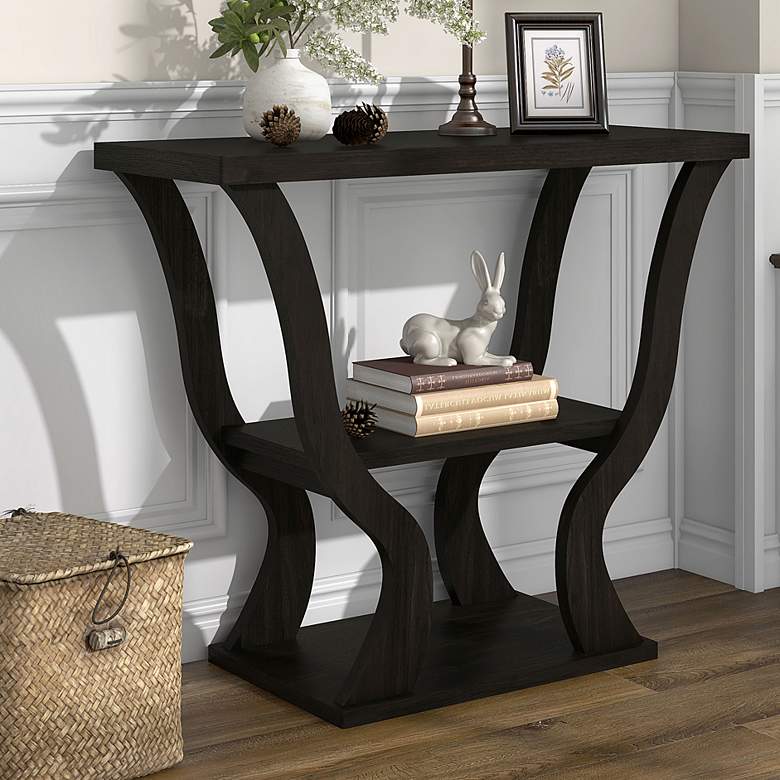 Image 1 Bell 39 1/4" Wide Espresso Wood 2-Shelf Sofa Console Table