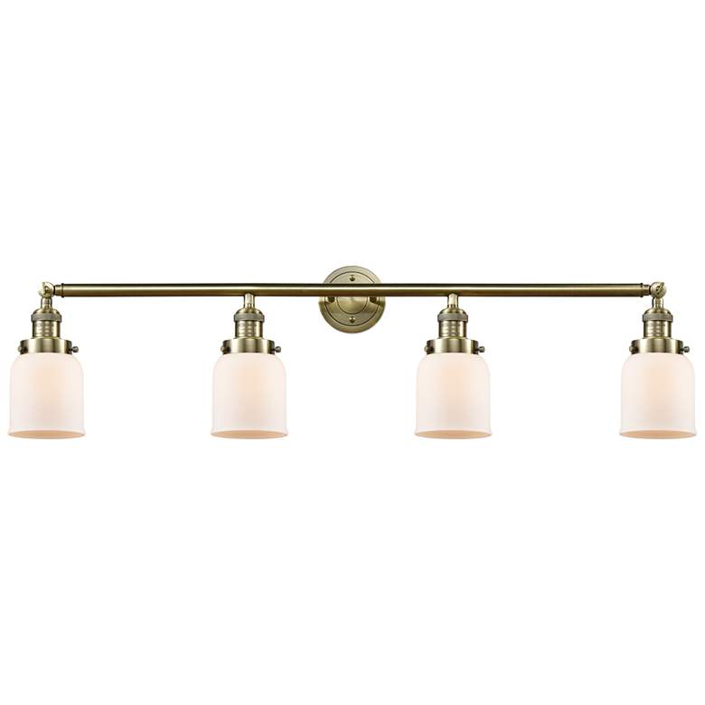 Image 1 Bell 4 Light 42" Bath Light - Antique Brass - Matte White Shade