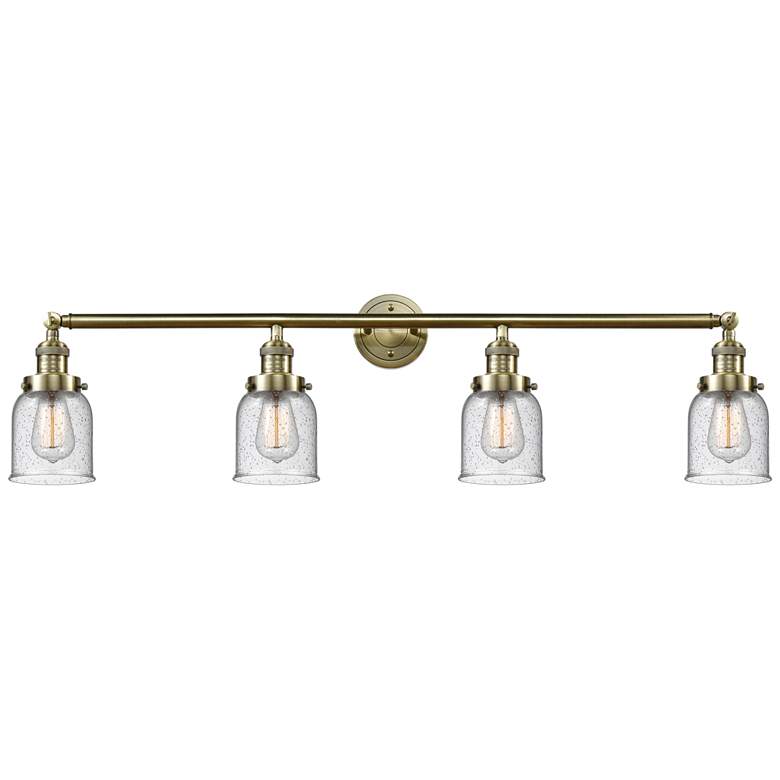 Image 1 Bell 4 Light 42 inch Bath Light - Antique Brass - Seedy Shade