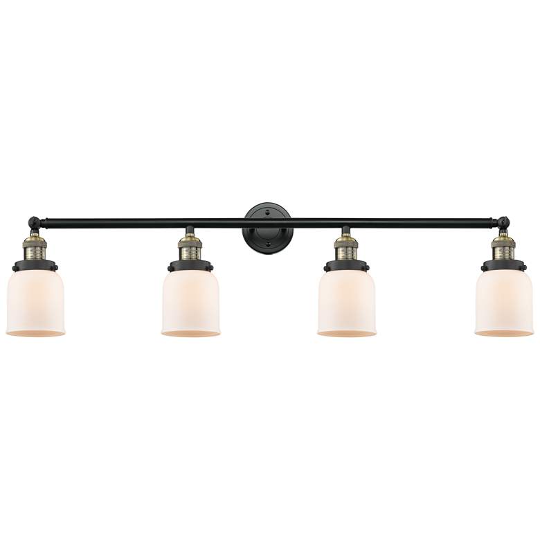Image 1 Bell 4 Light 42" Bath Light - Black Antique Brass - Matte White Shade