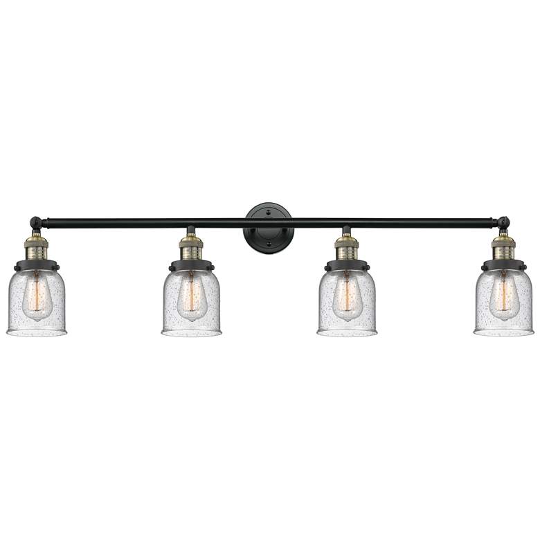 Image 1 Bell 4 Light 42 inch Bath Light - Black Antique Brass - Seedy Shade