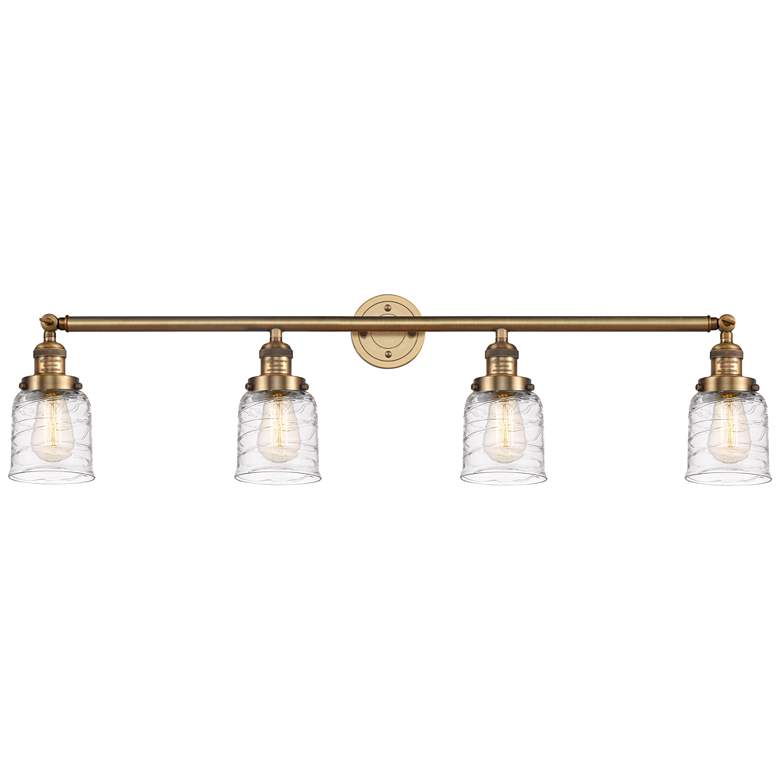 Image 1 Bell 4 Light 42" Bath Light - Brushed Brass - Deco Swirl Shade