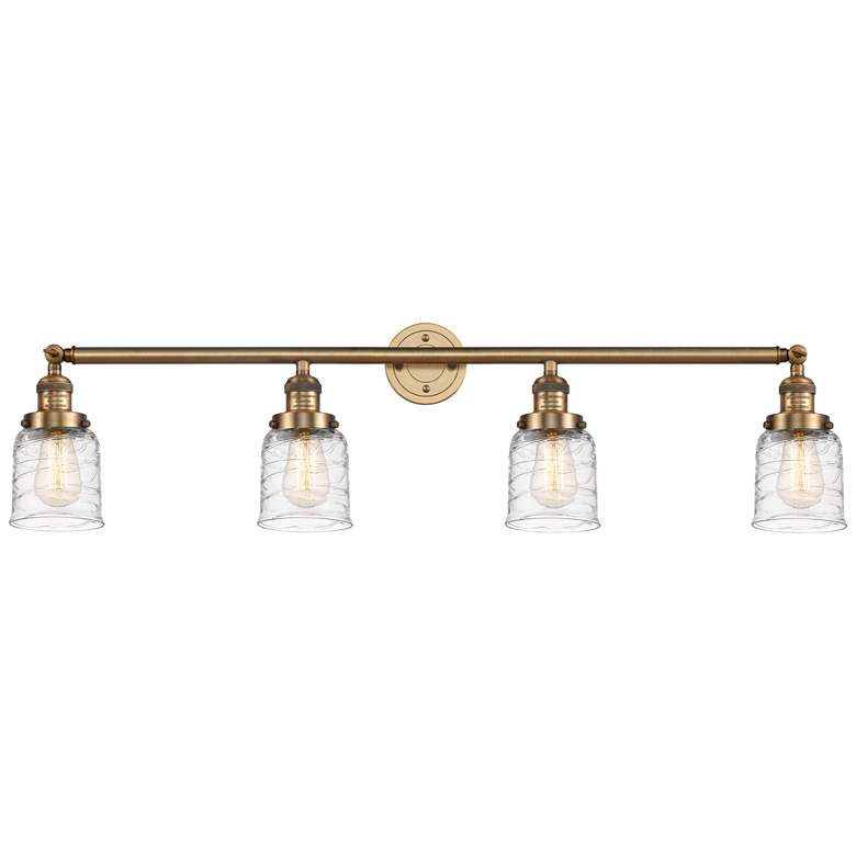 Image 1 Bell 4 Light 42 inch Bath Light - Brushed Brass - Deco Swirl Shade