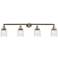 Bell 4 Light 42" Bath Light - Brushed Satin Nickel - Deco Swirl Shade