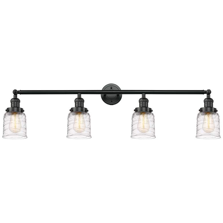 Image 1 Bell 4 Light 42" Bath Light - Matte Black - Deco Swirl Shade