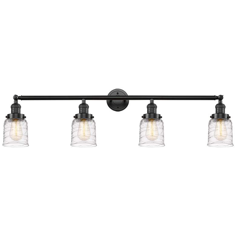 Image 1 Bell 4 Light 42" Bath Light - Oil Rubbed Bronze - Deco Swirl Shade