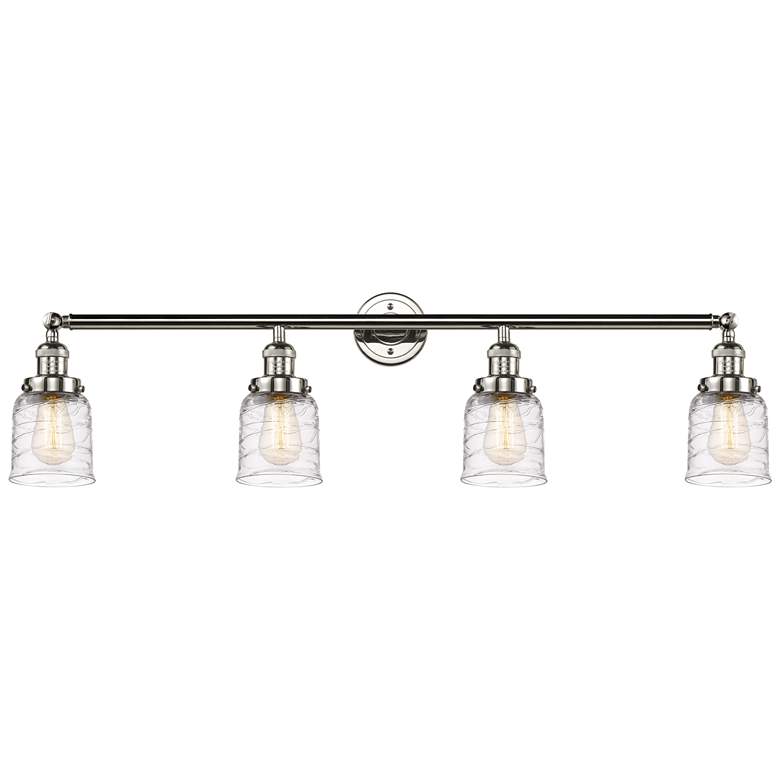 Image 1 Bell 4 Light 42" Bath Light - Polished Nickel - Deco Swirl Shade