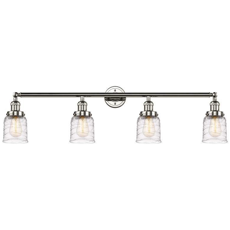 Image 1 Bell 4 Light 42 inch Bath Light - Polished Nickel - Deco Swirl Shade