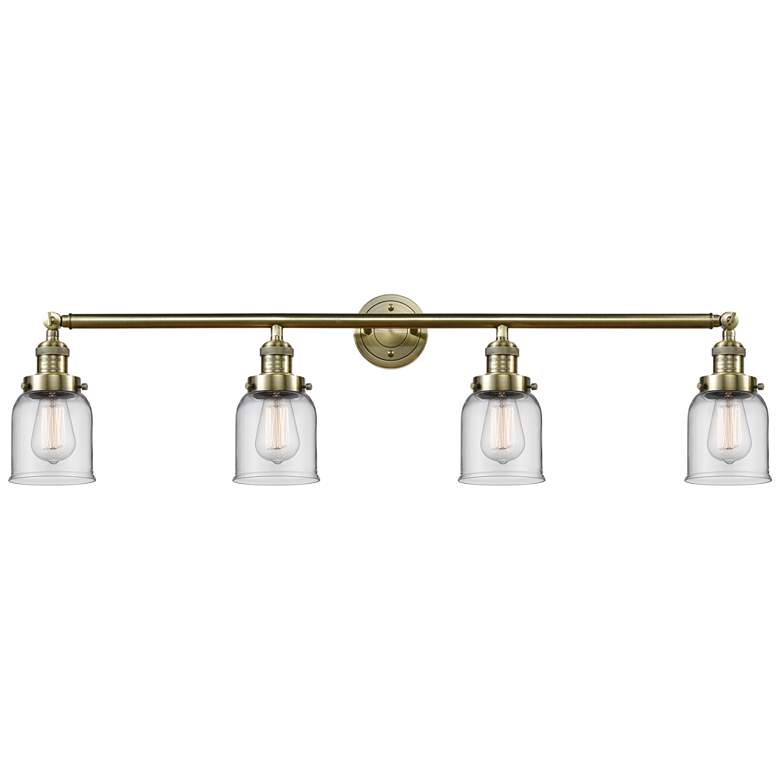 Image 1 Bell 4 Light 42 inch LED Bath Light - Antique Brass - Clear Shade