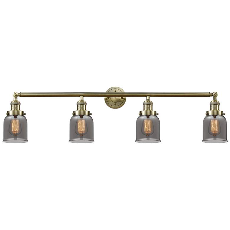 Image 1 Bell 4 Light 42" LED Bath Light - Antique Brass - Plated Smoke Shade
