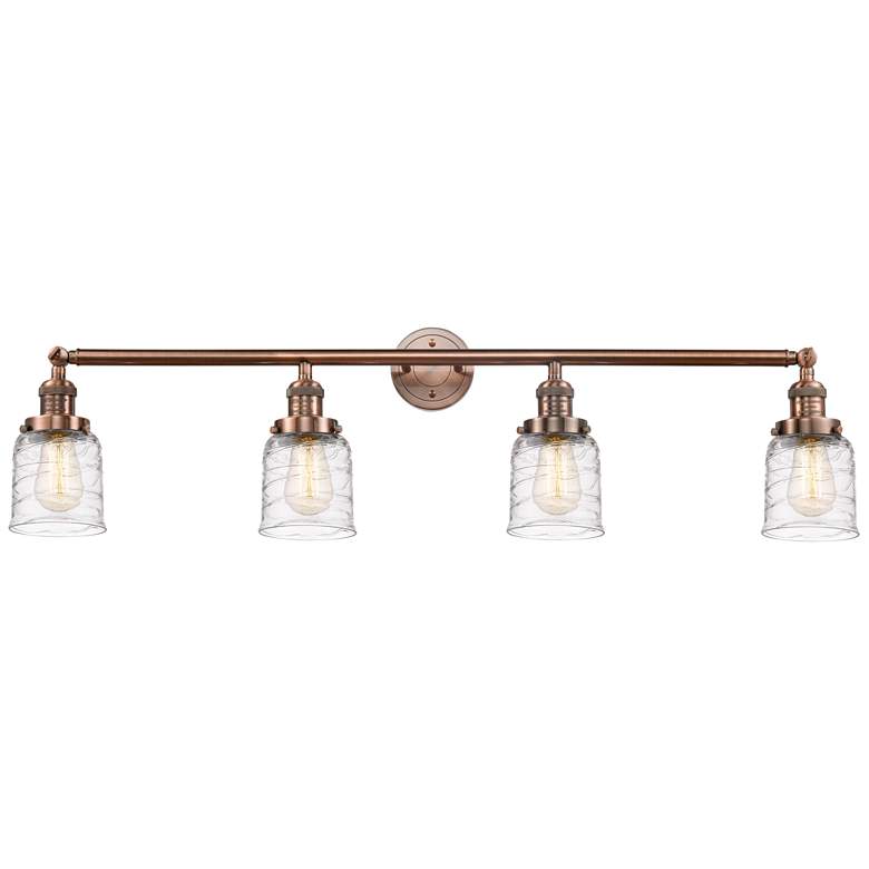 Image 1 Bell 4 Light 42" LED Bath Light - Antique Copper - Deco Swirl Shade