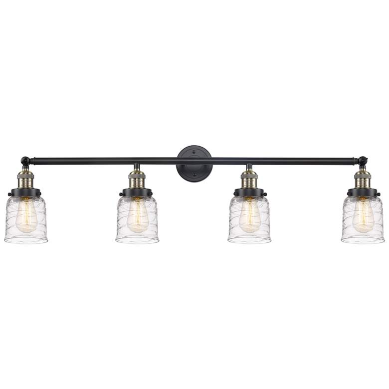 Image 1 Bell 4 Light 42" LED Bath Light - Black Antique Brass - Deco Swirl Sha