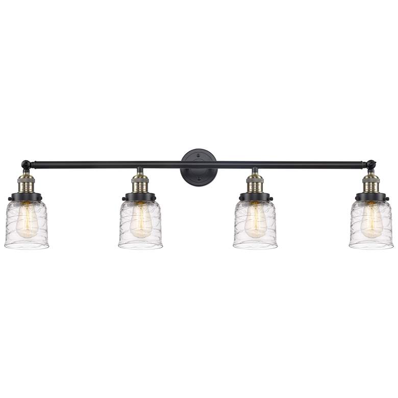 Image 1 Bell 4 Light 42 inch LED Bath Light - Black Antique Brass - Deco Swirl Sha