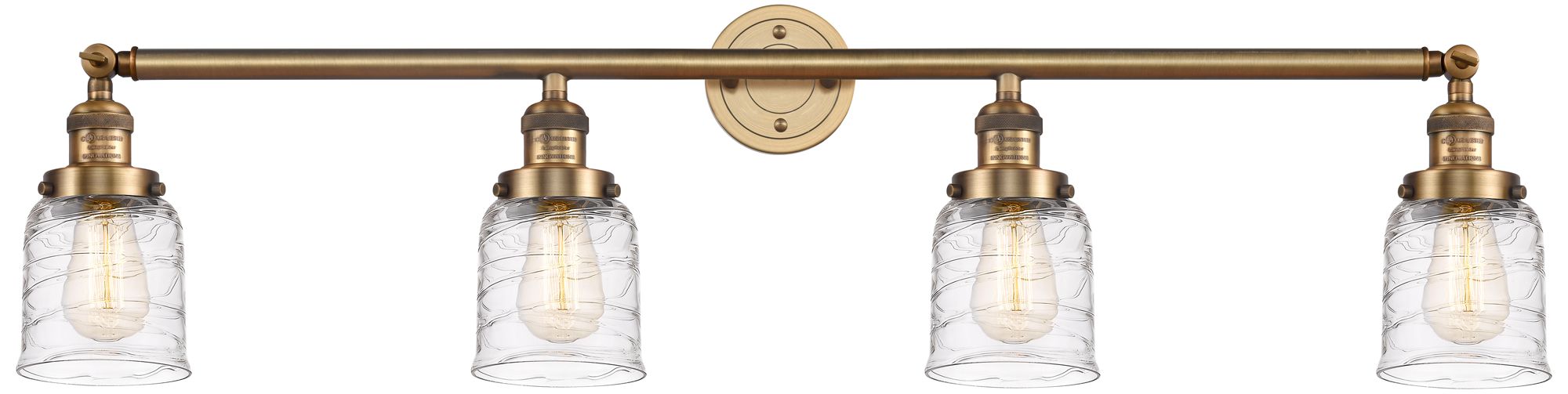 Bell 4 Light 42" LED Bath Light - Brushed Brass - Deco Swirl Shade