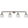Bell 4 Light 42" LED Bath Light - Brushed Satin Nickel - Seedy Shade