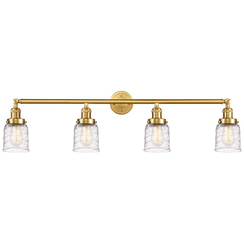 Image 1 Bell 4 Light 42" LED Bath Light - Satin Gold - Deco Swirl Shade