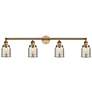 Bell 4 Light 43" Bath Light - Brushed Brass - Silver Plated Mercury Sh