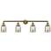 Bell 4 Light 43" LED Bath Light - Antique Brass - Silver Mercury Shade
