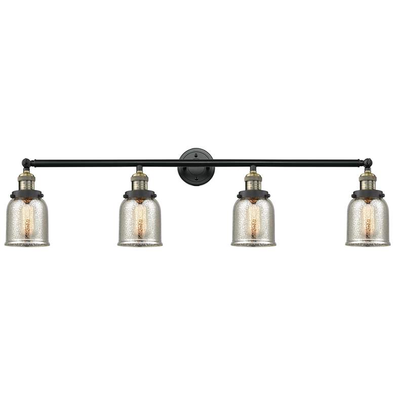 Image 1 Bell 4 Light 43" LED Bath Light - Black Brass - Silver Mercury Shade