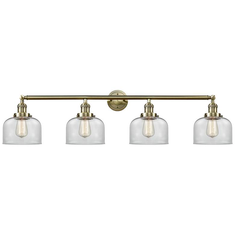 Image 1 Bell 4 Light 44" Bath Light - Antique Brass - Clear Shade