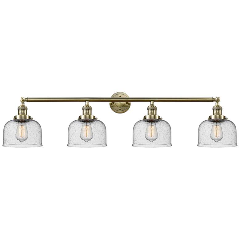 Image 1 Bell 4 Light 44" Bath Light - Antique Brass - Seedy Shade