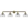 Bell 4 Light 44" Bath Light - Antique Brass - Seedy Shade