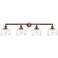 Bell 4 Light 44" Bath Light - Antique Copper - Clear Deco Swirl Shade