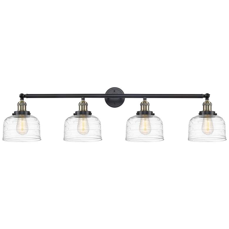 Image 1 Bell 4 Light 44" Bath Light - Black Antique Brass - Clear Deco Swirl S