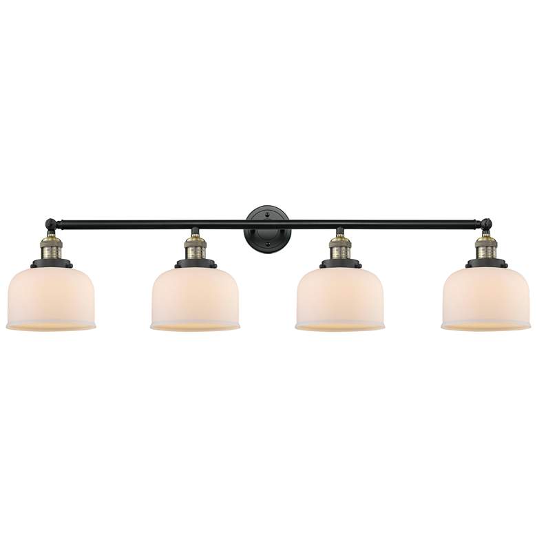 Image 1 Bell 4 Light 44" Bath Light - Black Antique Brass - Matte White Shade