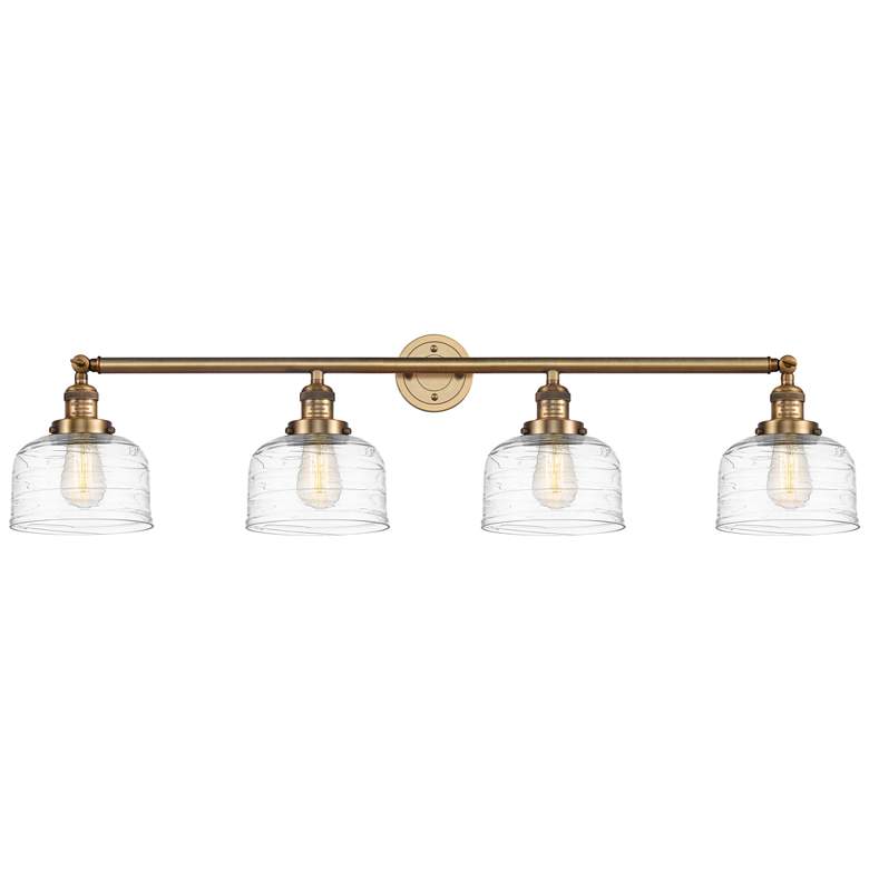 Image 1 Bell 4 Light 44" Bath Light - Brushed Brass - Clear Deco Swirl Shade