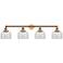 Bell 4 Light 44" Bath Light - Brushed Brass - Clear Shade
