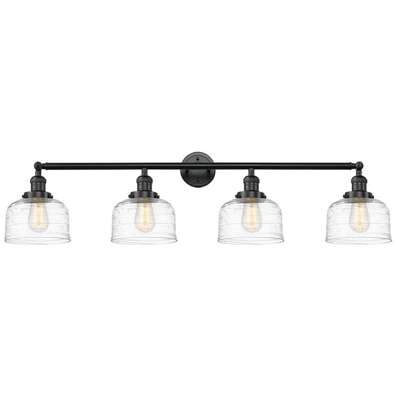 Image 1 Bell 4 Light 44" Bath Light - Matte Black - Clear Deco Swirl Shade